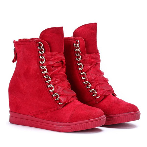 Czerwone sneakersy na koturnie Tirana - Obuwie