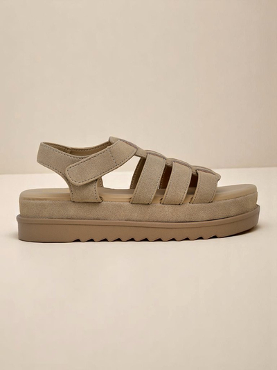 Damen Sandalen Royalfashion Helena Classico Plateau hellbraun