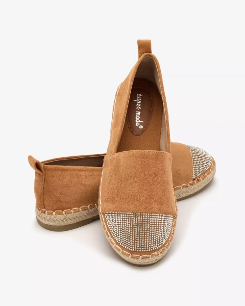 OUTLET Royalfashion Світло-коричневі жіночі еспадрильї з цирконами Iterica