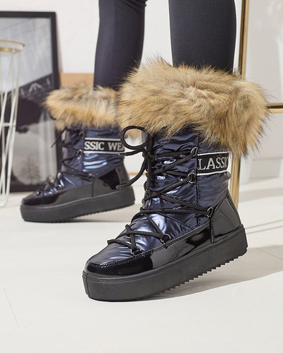 Темно-сині жіночі снігоступи з хутром Lilitsa- Взуття