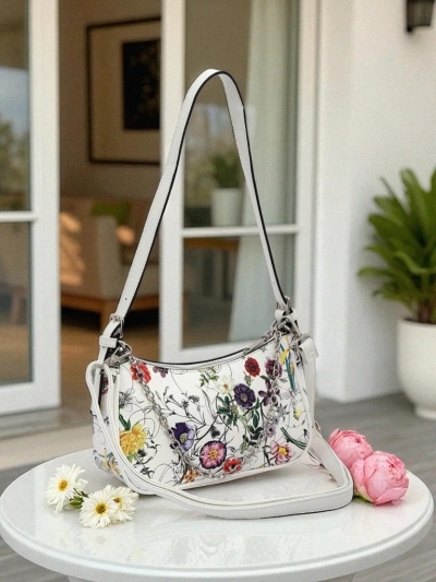 Royalfashion Kleine Damenhandtasche aus Kunstleder mit Blumen Lily Bloom