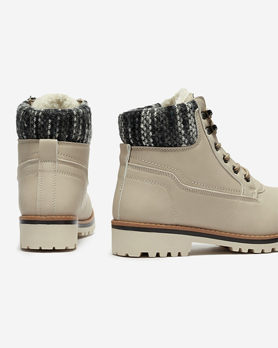 Isolierte Damenstiefel im Trapper-Stil in Beige Ebrac- Footwear