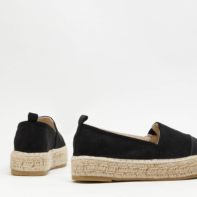 OUTLET Schwarze Espadrilles mit dekorativer Spitze Steve - Footwear