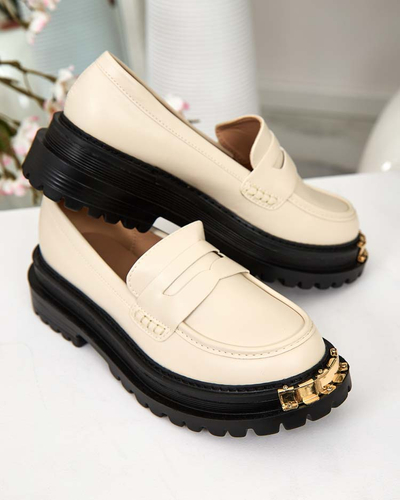 Damen Loafers Aurelia Beige mit 5cm Plateau - Stilvoll und Bequem