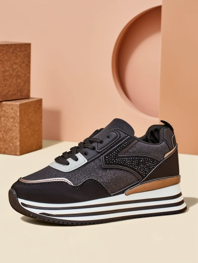 Royalfashion Damen Sneakers mit Glitzer Borovis