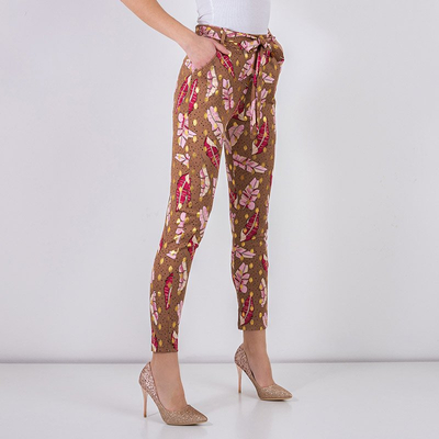 Frauen braune Feder Treggings - Kleidung