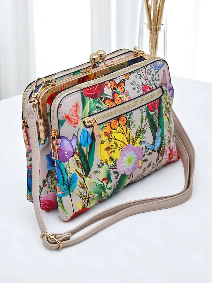 Royalfashion Floral kleine Damenhandtasche aus Ökoleder