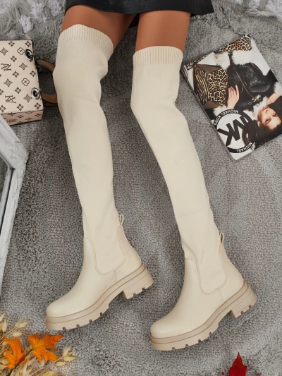 Lange Damen Schlupf-Overknee-Stiefel Orlina