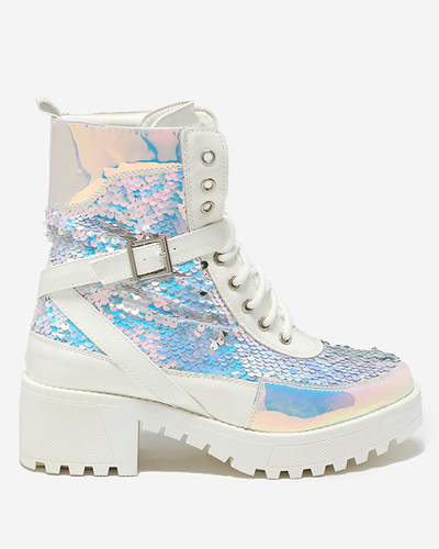 Weiße Damenstiefel mit Pailletten von Impresa - Footwear