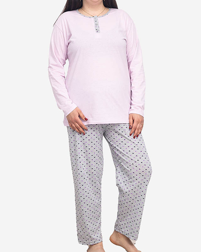Lila-grauer 2-teiliger gemusterter Damen-Pyjama GROSSE GRÖSSE - Bekleidung
