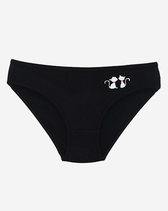 Damenslip aus schwarzer Baumwolle - Unterwäsche