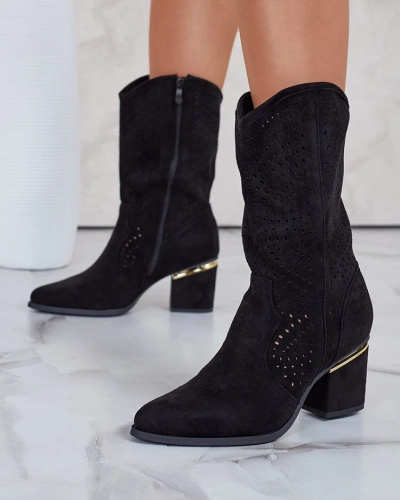 Royalfashion Durchbrochene niedrige Stiletto-Stiefel Hewir