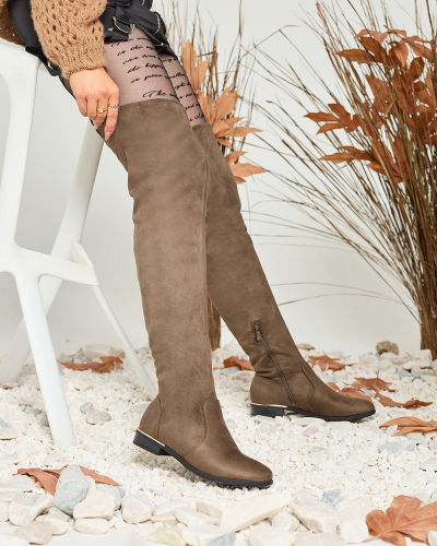 Royalfashion Темно-зелені жіночі високі елегантні черевики