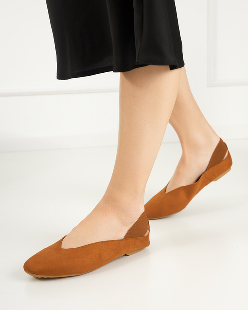 Коричневі жіночі балетки з квадратним носком Lojara