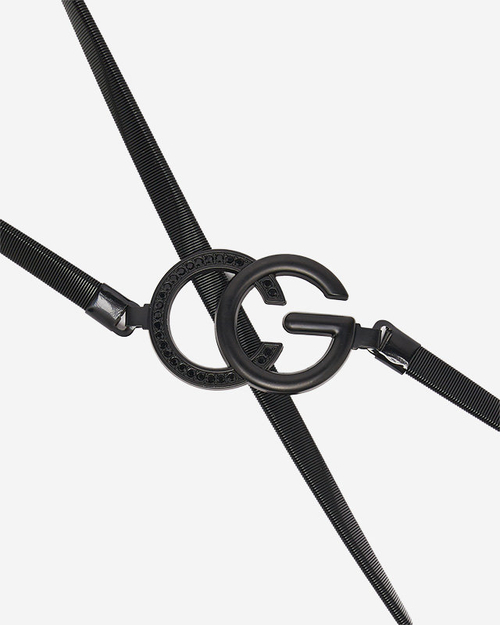 Чорний еластичний жіночий ремінь на кліпсі