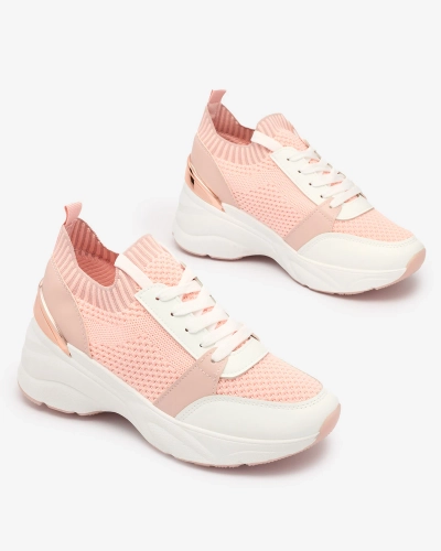 Pinke Damen-Sneaker-Sportschuhe auf einem Absatz Ezetta- Footwear