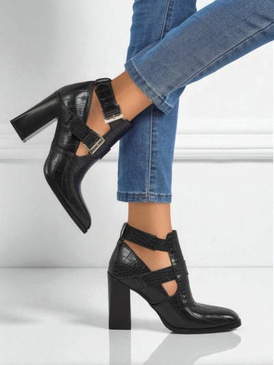Geprägte Damen Stiefeletten mit Blockabsatz Burnt Halo