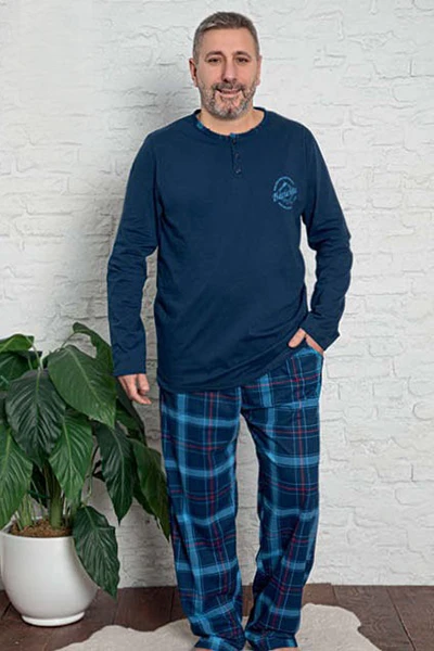 Royalfashion Baumwollkarierte Herrenpyjamas in Übergrößen