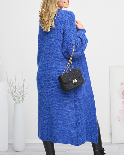 Kobaltblauer langer Cape-Pullover für Damen - Kleidung