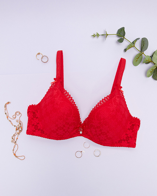 Жіночий червоний бюстгальтер з мереживом - Нижня білизна