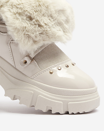 Beige Damen-Schneestiefel zum Schnüren Fentes- Footwear