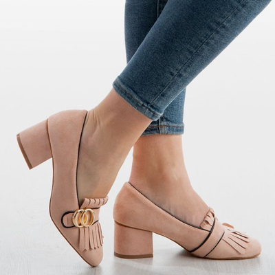 Rosa Pumps mit Dekorationen auf niedrigen Absätzen Ever - Shoes 1