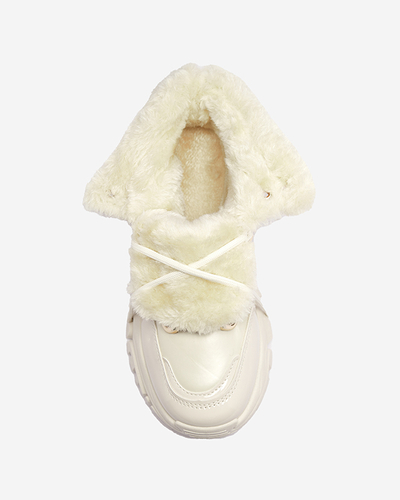 Cremefarbene Damen-Wintersportschuhe a'la trappers Mertika - Footwear