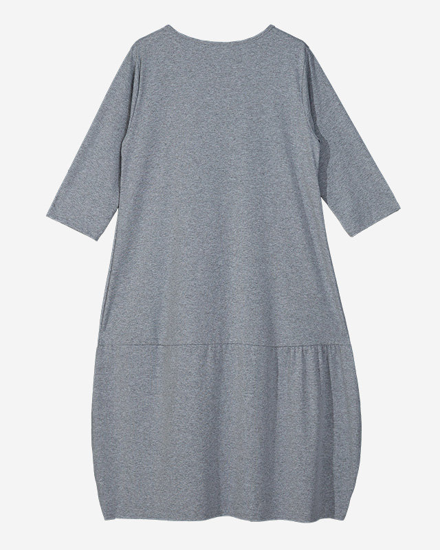 Graues Damenkleid mit Aufdruck und abgeschnittenem Saum - Kleidung