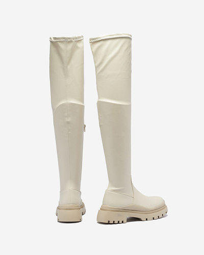 OUTLET Beige Damenstiefel mit dickerer Sohle Amerima- Footwear