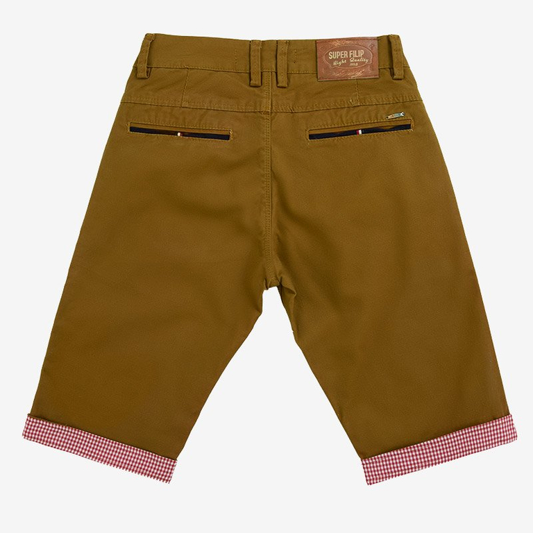 Herren braune Shorts mit roten Einsätzen - Kleidung