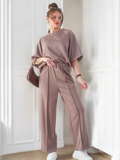 Royalfashion Damen-Set mit kurzen Ärmeln und weiten Hosen