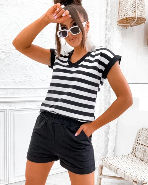 Бавовняний жіночий комплект у смужку Royalfashion