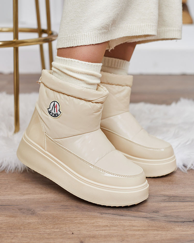 Royalfashion Damen Schlupf-Schneestiefel in Cremefarbe Ademra