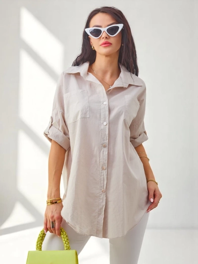 Royalfashion Жіноча бавовняна сорочка з рукавами 3/4
