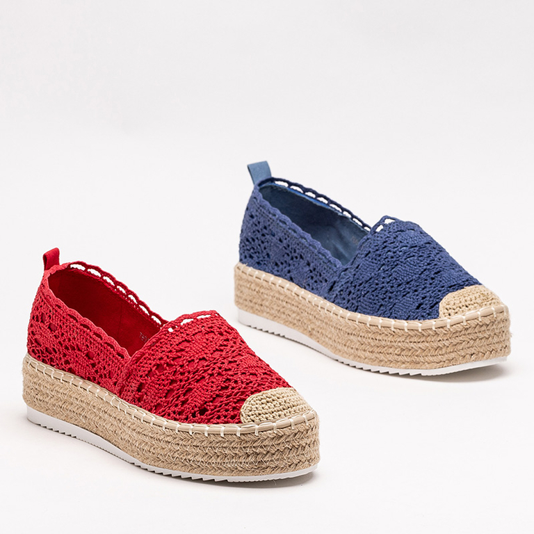 Blaue Damen-Espadrilles mit Lochmuster auf Plateau Ezerra - Schuhe