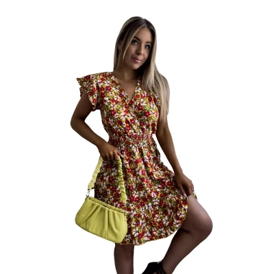 Gelbes Damen-Minikleid mit Blumenmuster - Kleidung