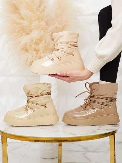 Royalfashion Damen Schlupf-Schneestiefel in beige Dabenda