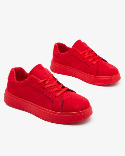 Royalfashion Rote Damen-Sneakers aus Öko-Wildleder Glopov