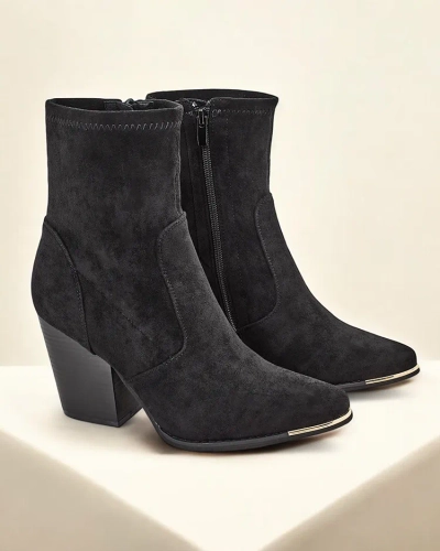 Чоботи Royalfashion Eko-suede для жінок на стілетному каблуці Gris