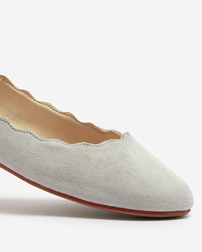 Hellgraue Damen Ballerinas aus Öko-Wildleder Antonelia - Footwear