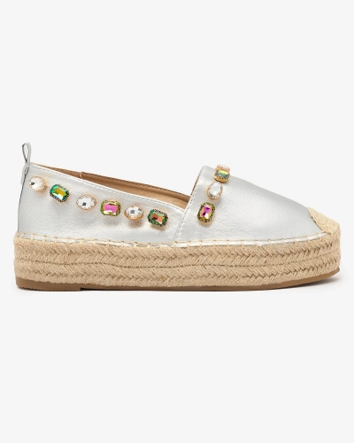 Silberne Damen-Espadrilles mit Kristallen Ziennie - Schuhe