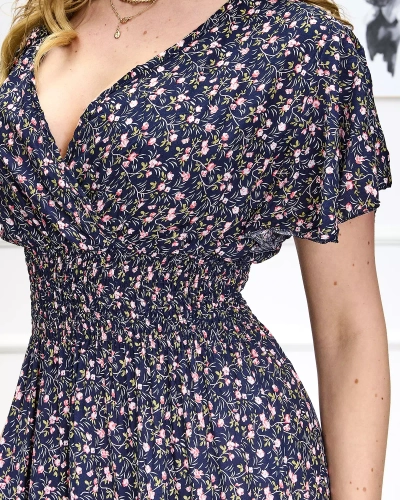 Floral navy blue Damen Maxikleid Kleidung