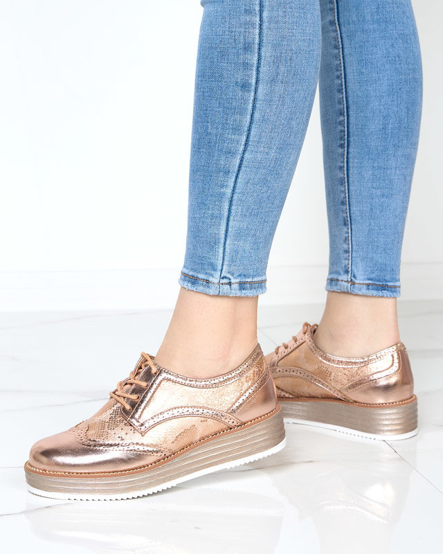 Damenschuhe in Rosé und Gold mit Einsätzen in Schlangenhautoptik Fin - Footwear
