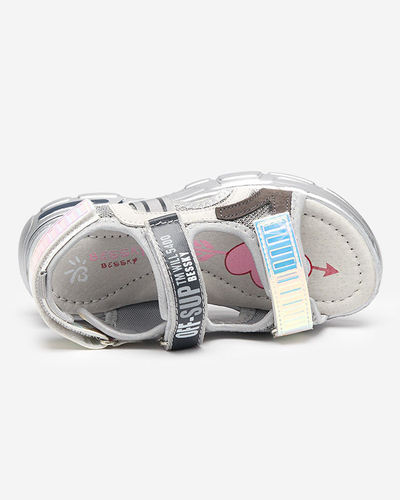 Graue Mädchensandalen mit holografischen Einsätzen von Heilol - Footwear