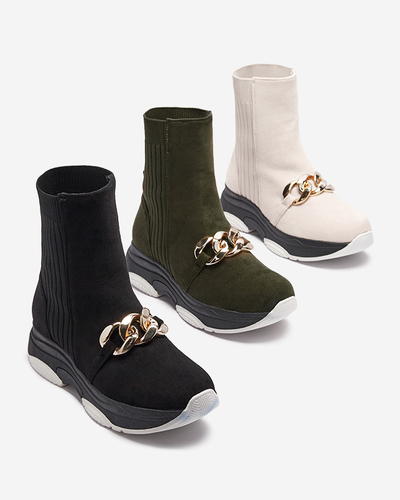 Grüner isolierter Damenstiefel aus Öko-Wildleder Cuzitta- Footwear