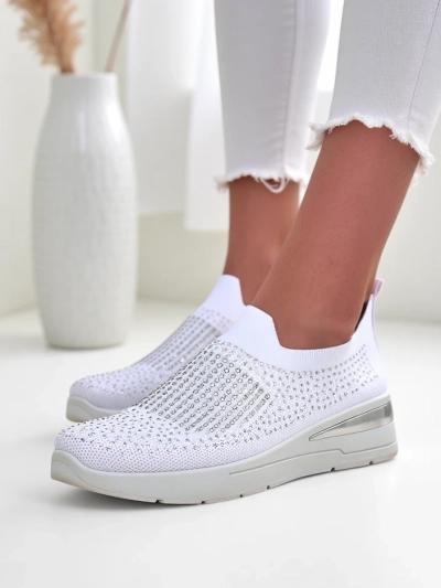 Royalfashion Slip-On Wedge-Sneaker für Damen mit Strasssteinen Qelavise