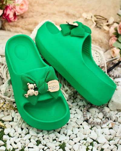 Royalfashion Damen-Gummi-Flip-Flops mit Zierschleife Afeen