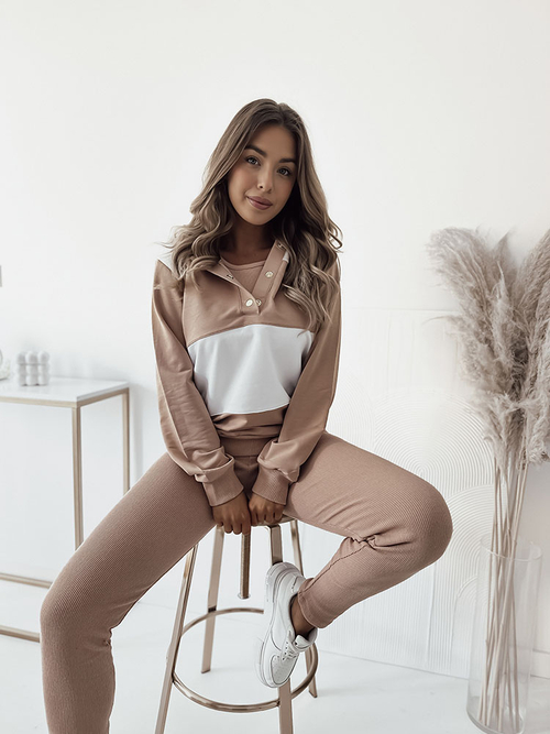 Royalfashion Світло-коричневий жіночий смугастий комплект з 3 предметів