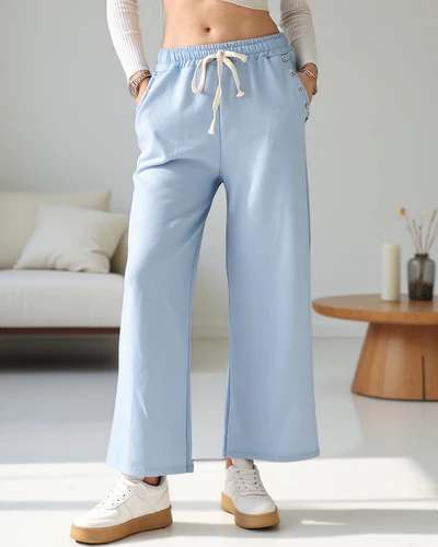 Royalfashion Damenweite Sweatpants aus Viskose mit Zirkonia