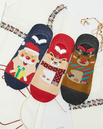 Damen bunte Füße mit Weihnachtsdruck 3er-Pack - Unterwäsche